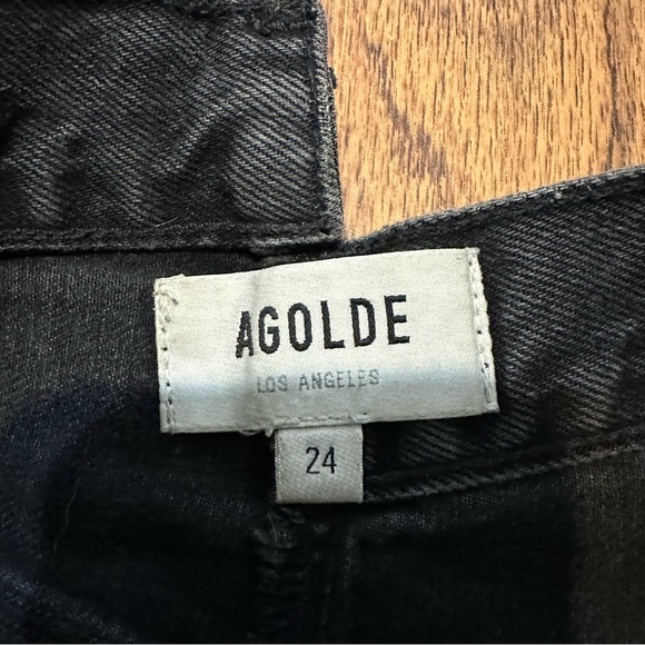 Agolde black washed cross waist Custom cheeky shorts denim jean shorts size 24 - Picture 5 of 8